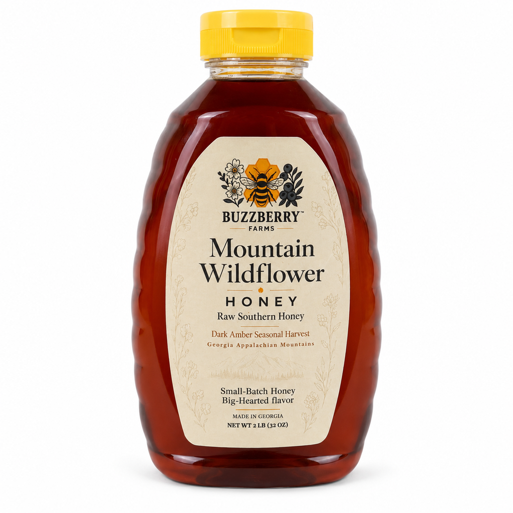 Buzzberry Farms Mountain Wildflower Honey, 2 lb squeeze bottle
