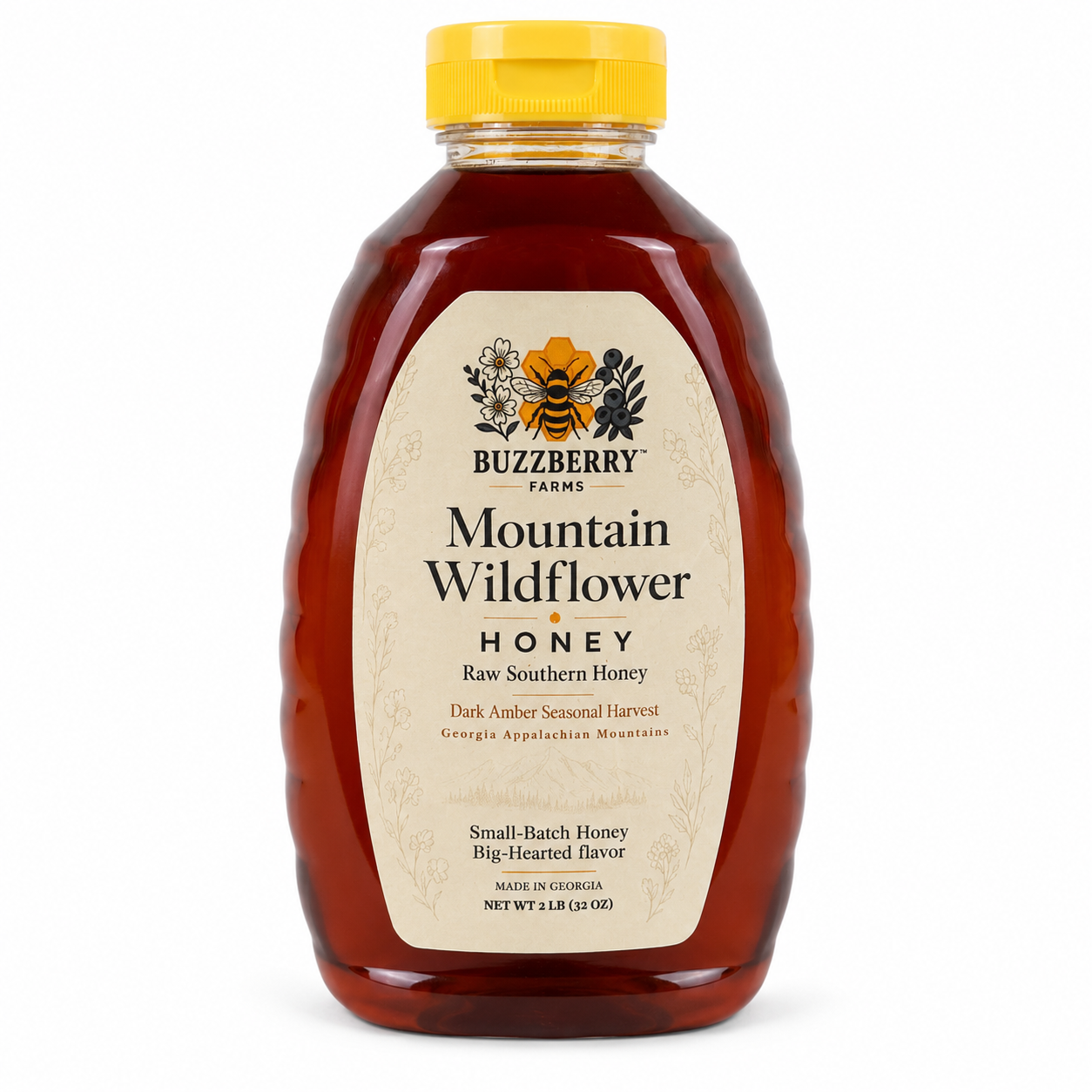 Buzzberry Farms Mountain Wildflower Honey, 2 lb squeeze bottle