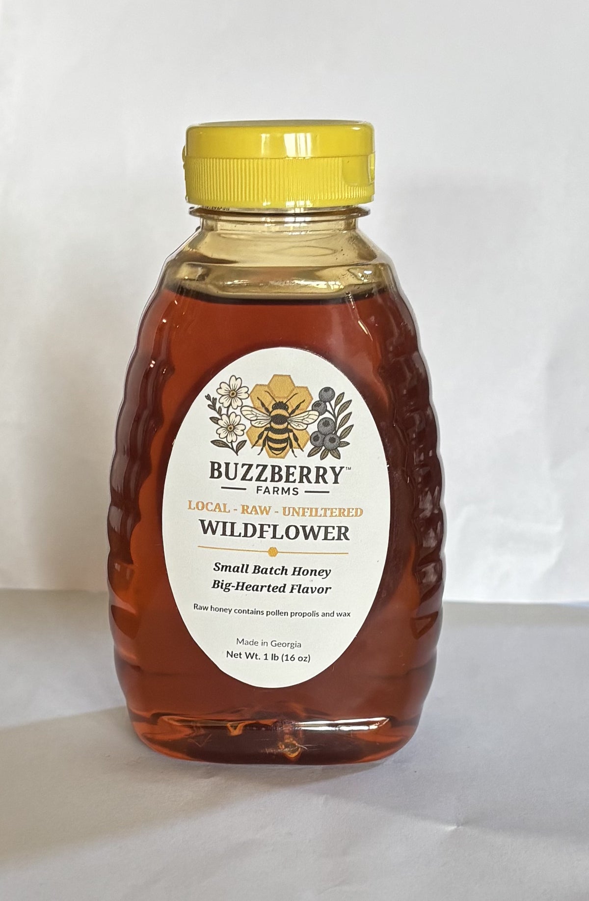 Buzzberry Farms Local Wildflower Honey, 1 lb squeeze bottle