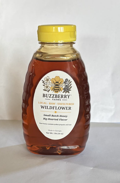 Buzzberry Farms Local Wildflower Honey, 1 lb squeeze bottle