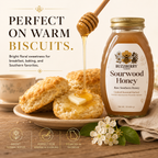Buzzberry Farms Sourwood Honey with biscuits